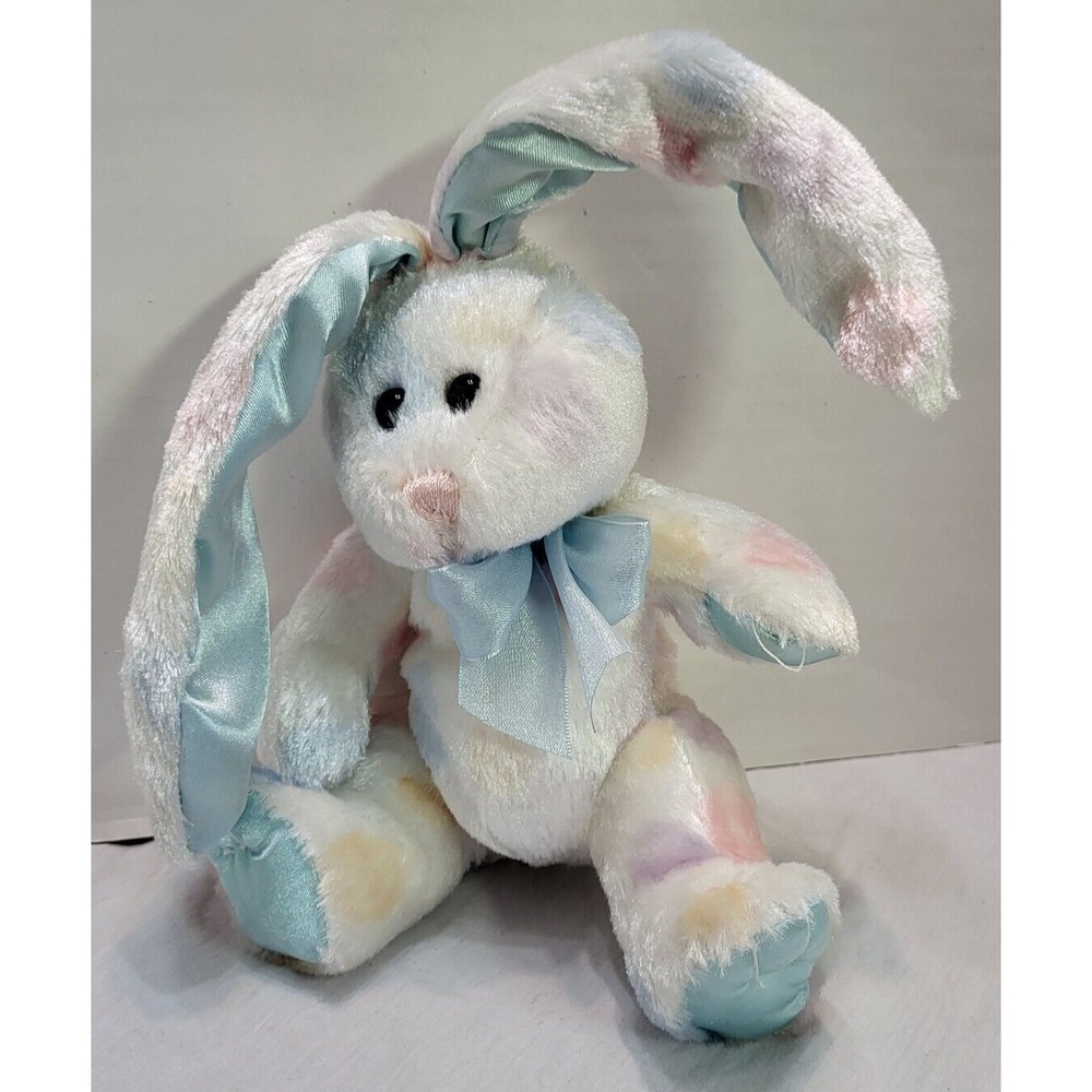 Walmart Pastel Easter Bunny Plush Wired Adjustable Ears‎ Blue Satin Ribbon Paws